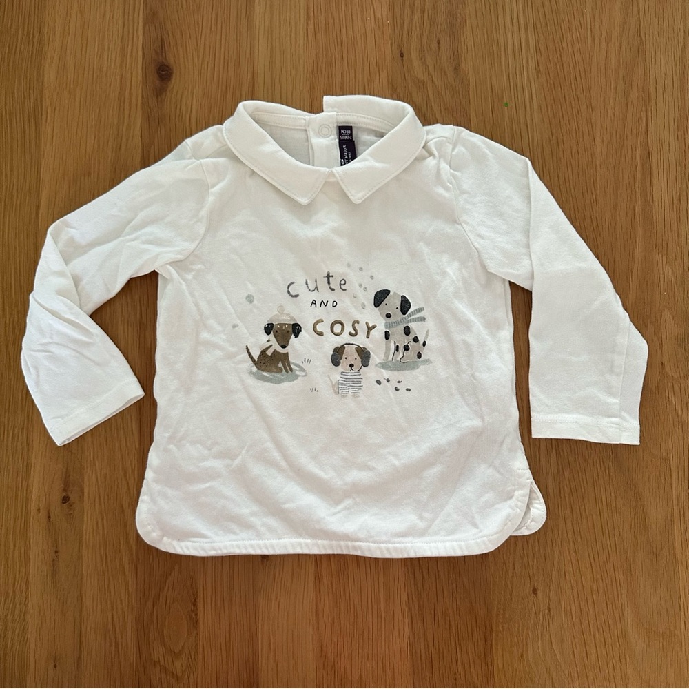 Sergent Major (French) White Long Sleeve Tee with Playful Animal Print